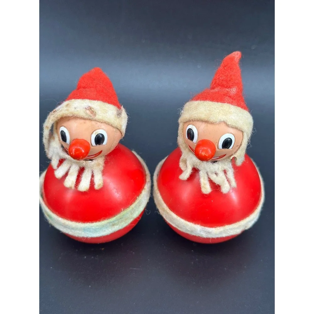 Vintage West Germany Santa Bobble Heads 1950s‎ Roly Poly Christmas Figures